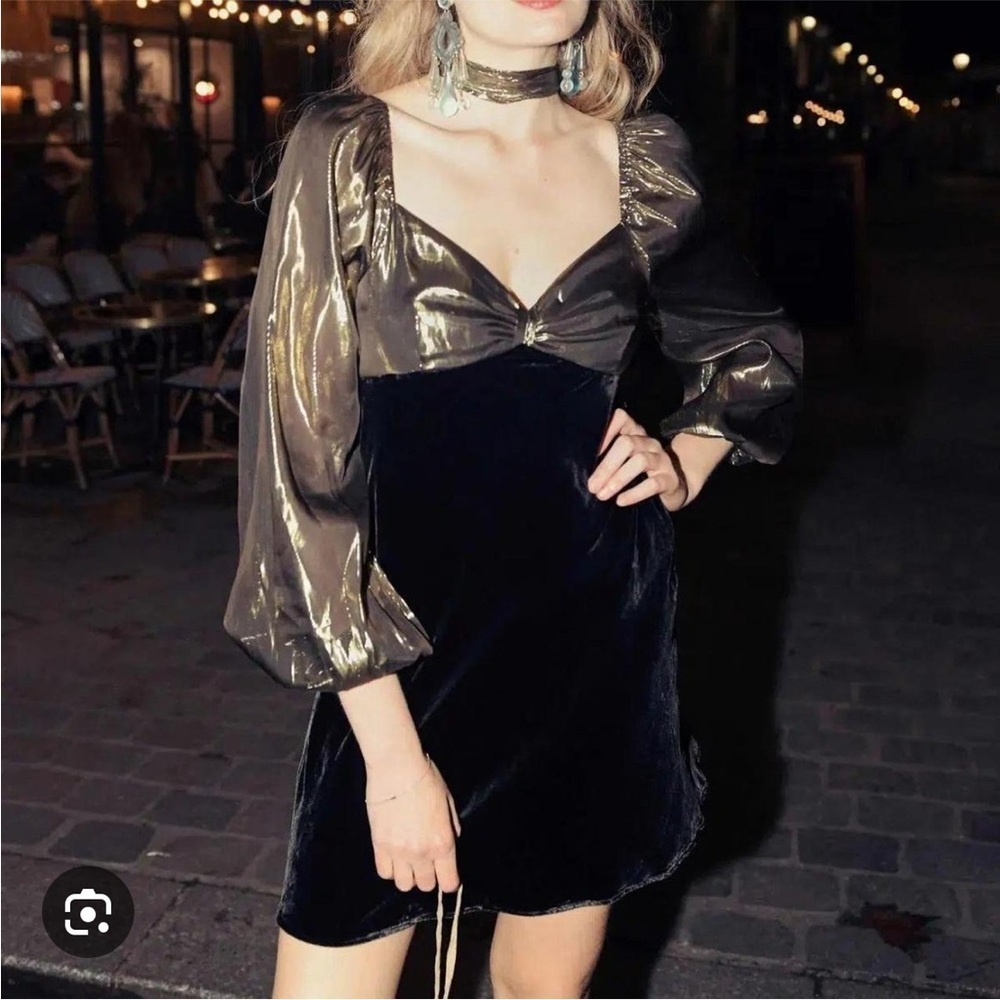 Rixo Paris Mini Dress in Gold
